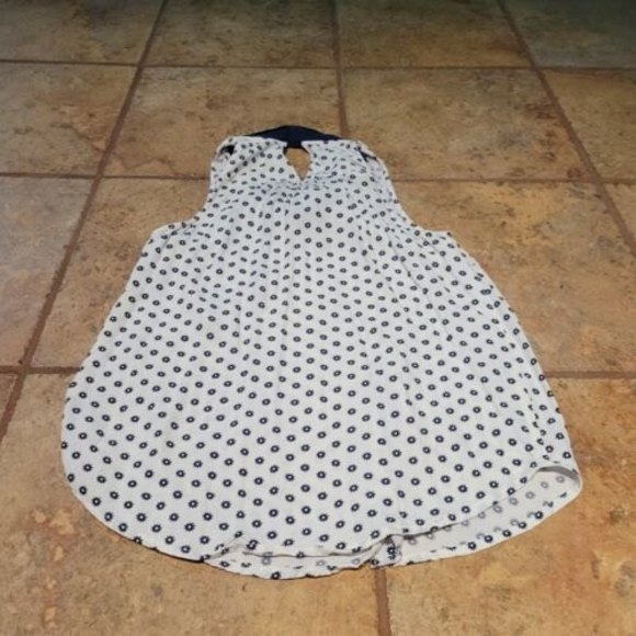 Maeve Anthropologie Women’s White Tank Top With Navy Blue Tie Collar US 2, EU 34 - Picture 7 of 8